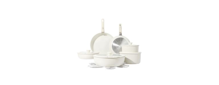 white sleek pans and pots set