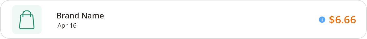 Transaction with i icon