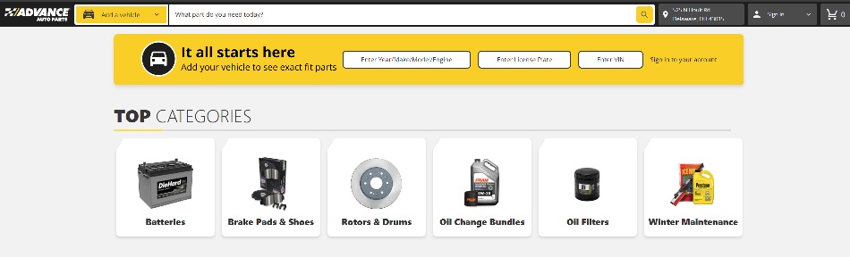 Advance Auto Parts Homepage