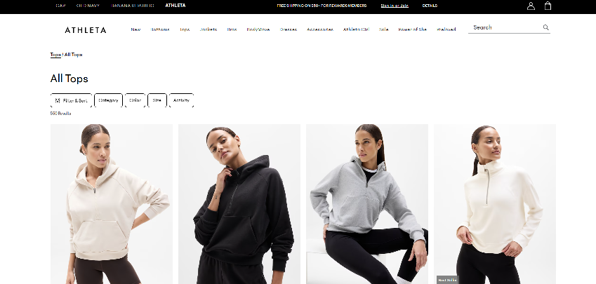 Athleta Tops Page