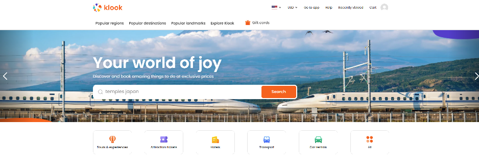 Klook Homepage