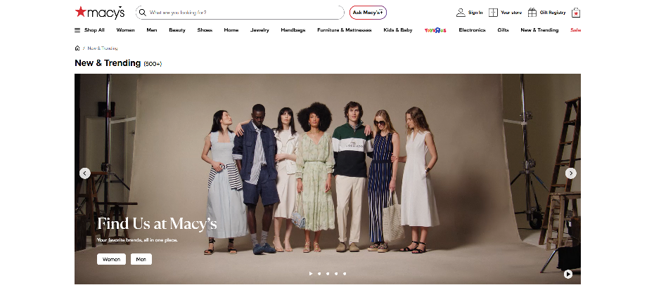 Macy's New & Trending Page