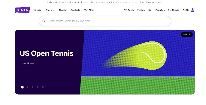 StubHub Homepage