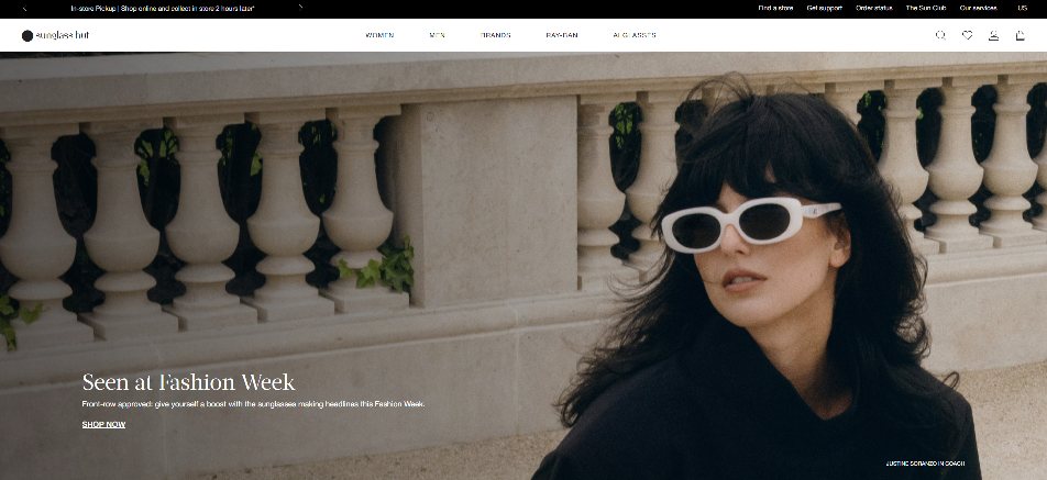 Sunglass Hut Homepage