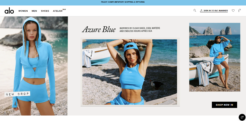 Alo Yoga homepage