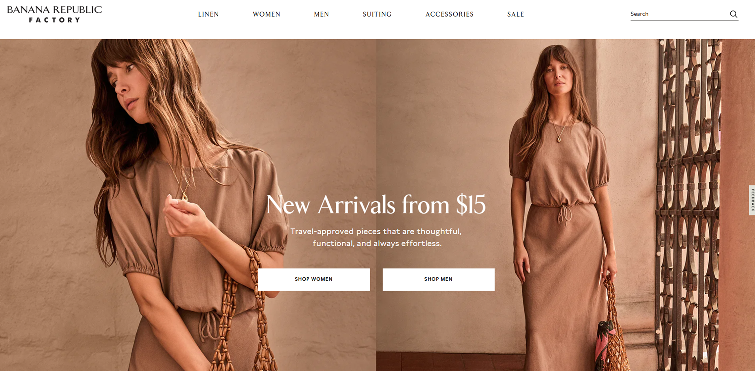 Banana Republic Factory homepage