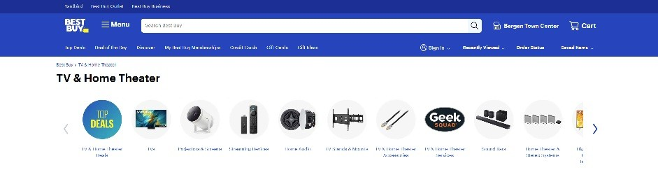 Best Buy TV & Home Theater Page