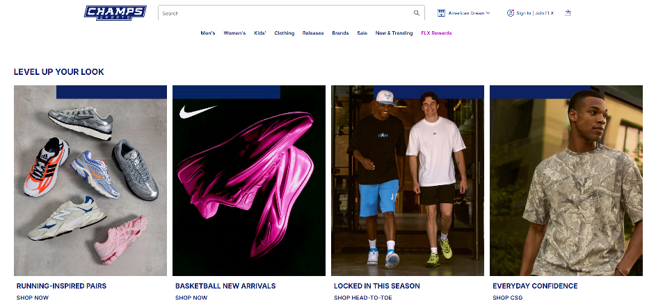 Champs Sports homepage