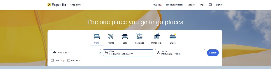 Expedia Homepage