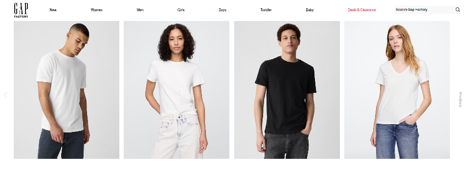 Gap Factory Homepage