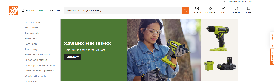 The Home Depot Tools Page