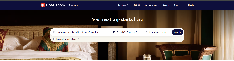 Hotels.com Homepage