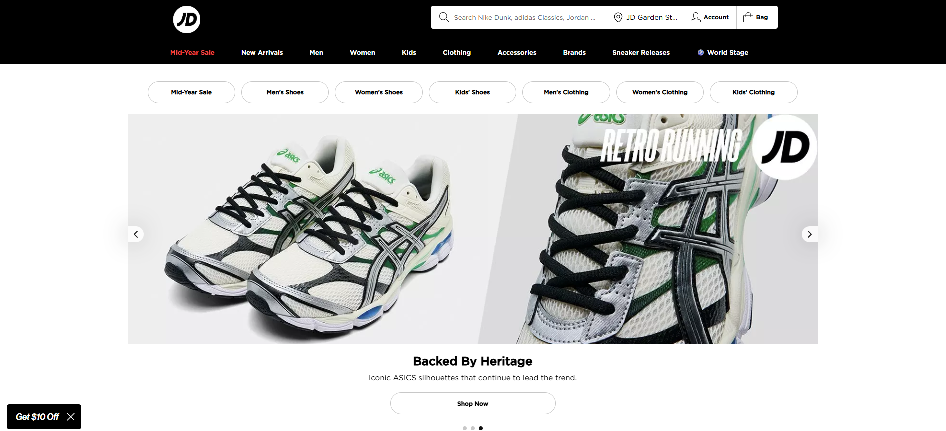 JD Sports homepage