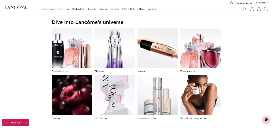 Lancome homepage