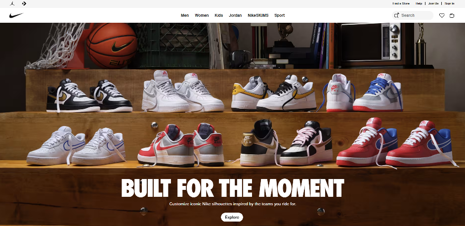 Nike homepage