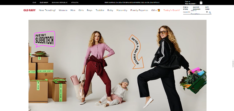 Old Navy homepage