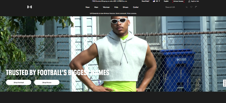 Under Armour homepage