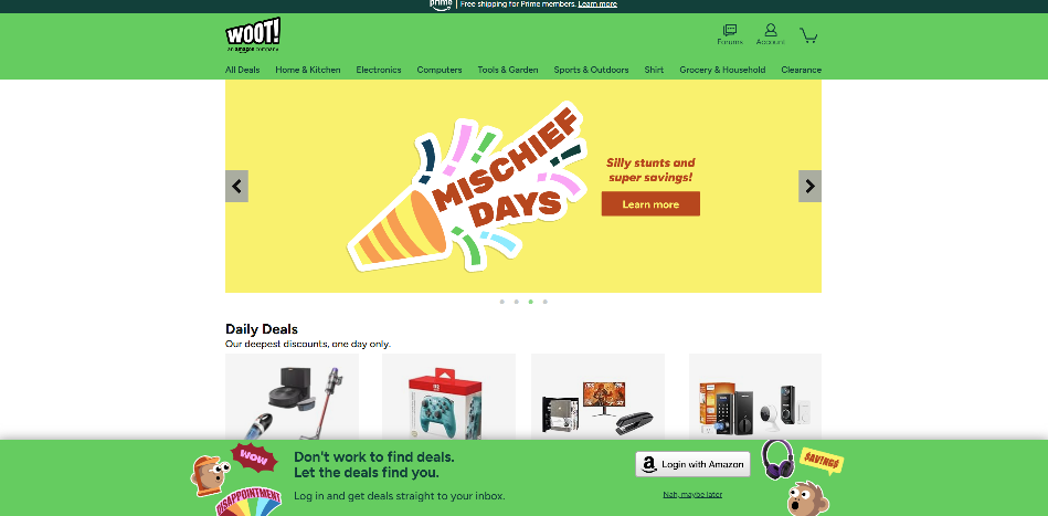 Woot homepage