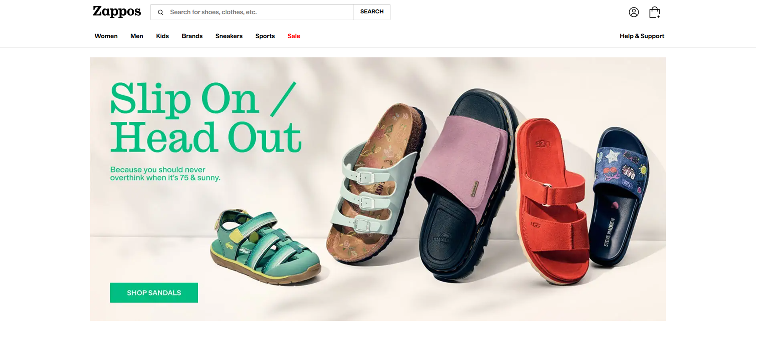 Zappos homepage